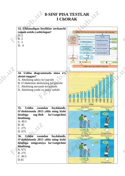 pisa test. 8-sinf geografiya — DOCX