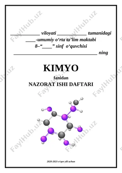 8-sinf kimyo nazorat ishi +++ — DOCX