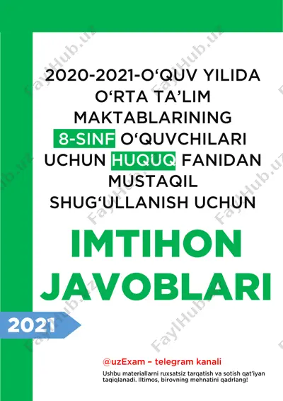 8-sinf huquq imtihon javoblari 2021 — PDF