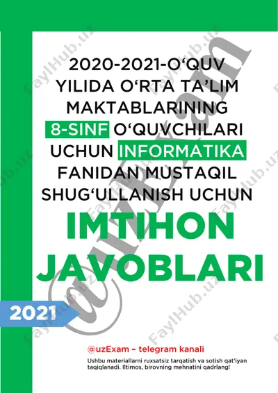 8-sinf informatika imtihon javoblari 2021 — PDF