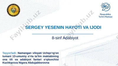 8-sinf adabiyot — PPTX