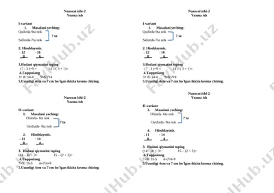 matematika nazorat ishi 2 — DOCX