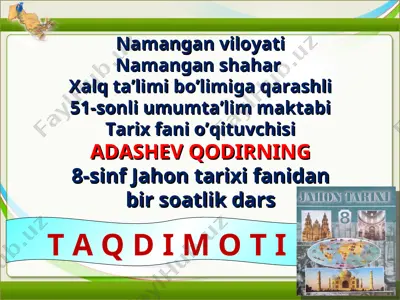 8-sinf jahon tarixi 7-mavzu slaydiiii 2020 — PPT
