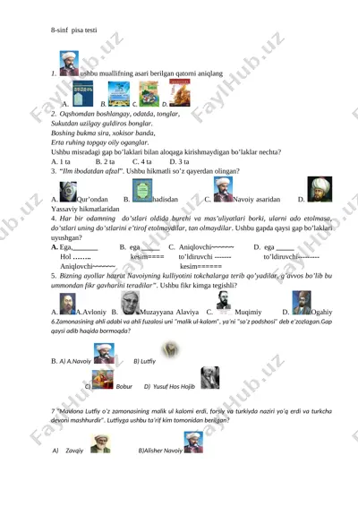 pisa test 8 ona tili — DOCX