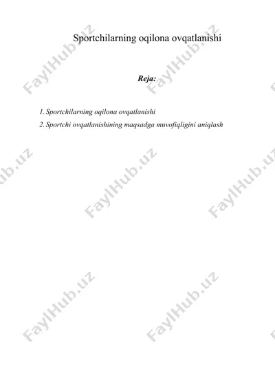 sportchilarning oqilona ovqatlanishi — DOCX