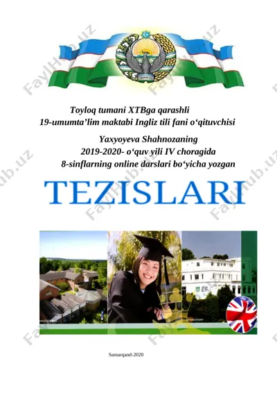 8 sinf tezis ingliz tili yaxyoyeva — DOCX