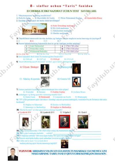 8-sinf pisa test tarix — PDF