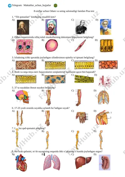 8-sinflar uchun pisa test — DOC