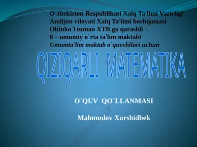 8-maktab qiziqarli matematika — PPTX