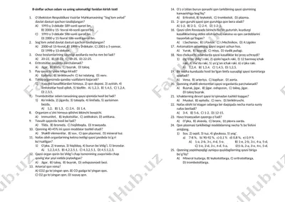 8-sinflar uchun kirish testi — DOCX