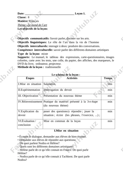8-sinf fransuz tili — DOCX