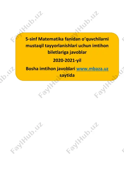 5 sinf matematika imtihon javoblari 2021 — PDF