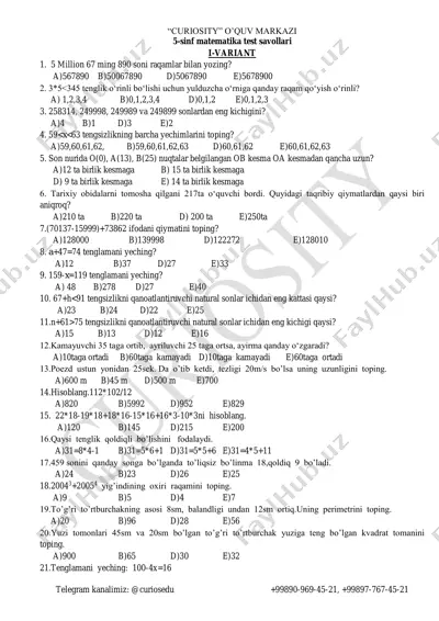 5-sinf matematika — PDF