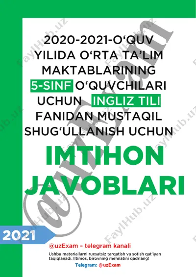 5-sinf ingliz tili imtihon javoblari 2021 — PDF