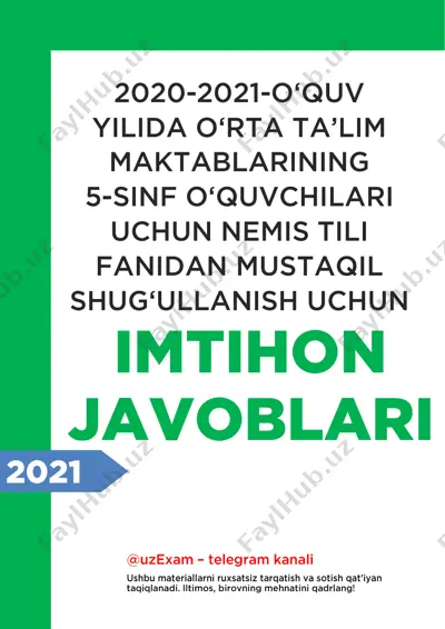 5-sinf nemis tili imtihon javoblari 2021 — PDF