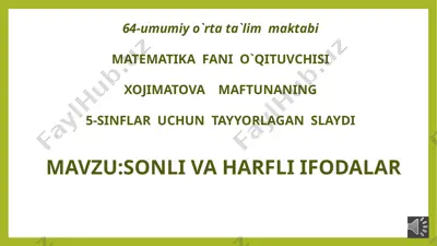 matematika sonli ifodalar. 6.05.2020y — PPTX