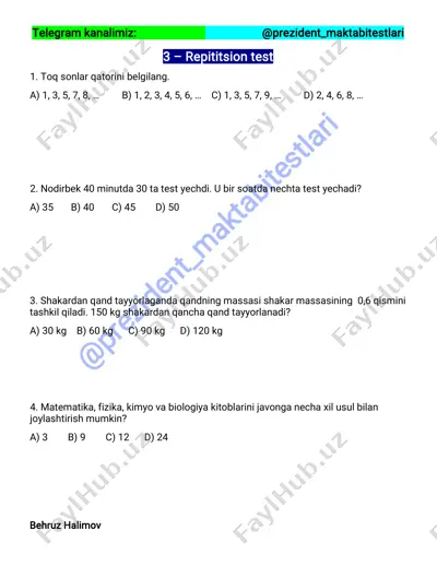 3 – repititsion test (@prezident_maktabitestlari) — PDF