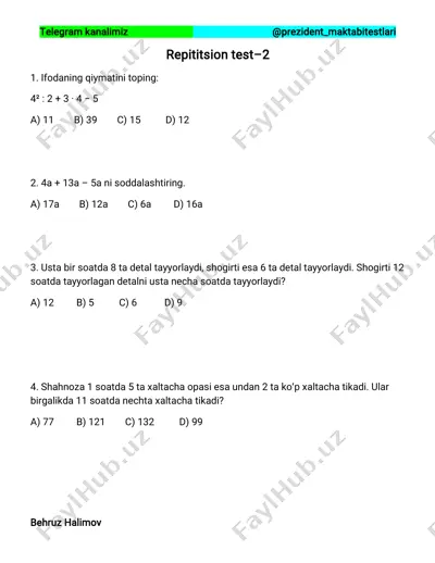 repititsion test-2 (@prezident_maktabitestlari) — PDF