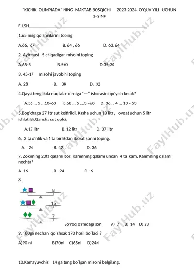 2- sinf test yangi — DOCX