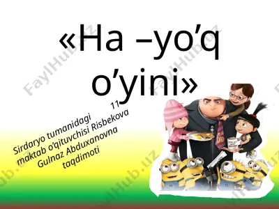 gulnoz ha yo'q o'yini — PPTX