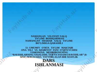 6-sinf.ravishlarning yasalishi. tub va yasama ravishlar — PPTX