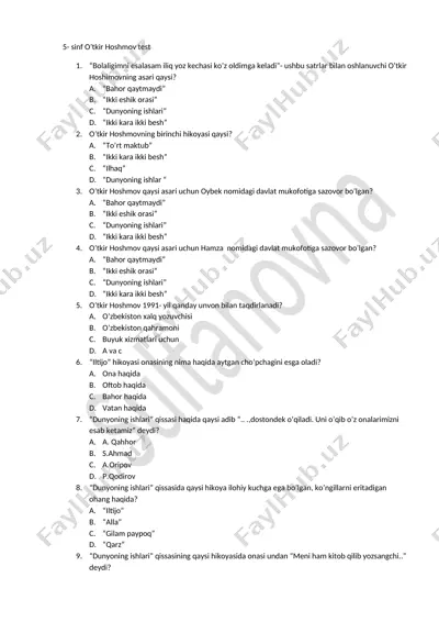 5.o'.hoshimov test.kumush — DOCX