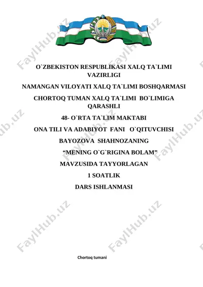 adabiyot dars ishlanma — DOCX