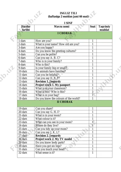 1-sinf ingliz tili — PDF