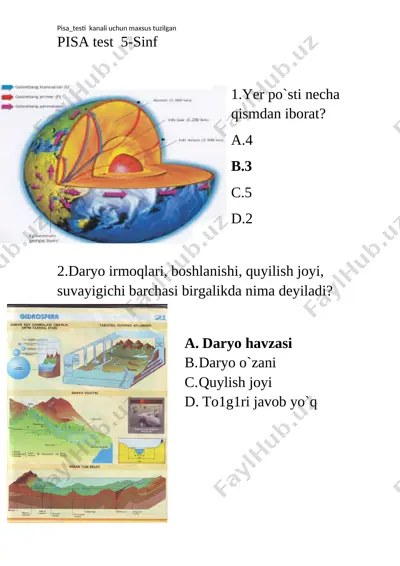 @yosh_ustozlar pisa 5 sinf geografiya — DOCX