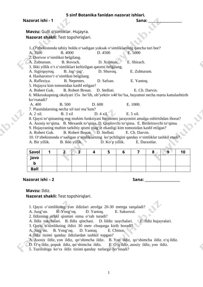 5 sinf nazorat ishi — DOC