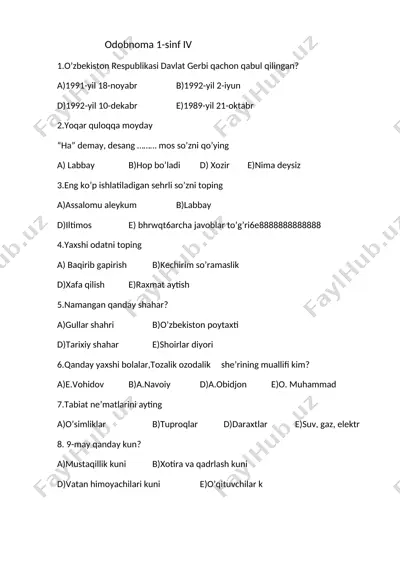 odobnoma dars ishlanma — DOCX