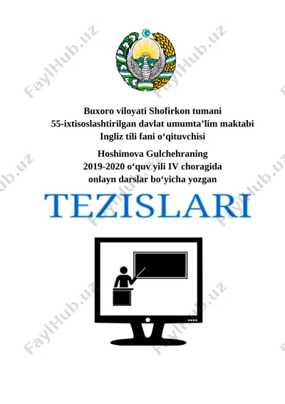 hoshimova gulchehra tezis — DOCX