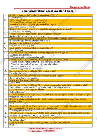 5-sinf i qism savol-javoblar_aralash_100talik — PDF