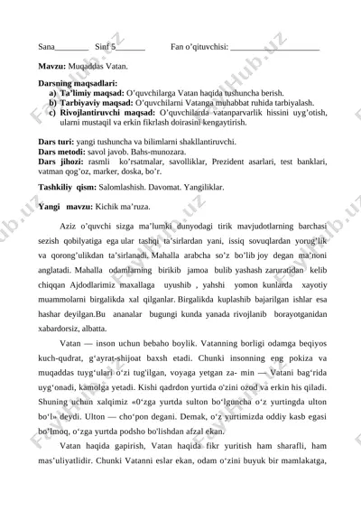 5-sinf vatan tuyg'usi — DOC