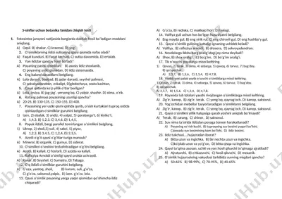 5-sinflar uchun chiqish testi — DOCX