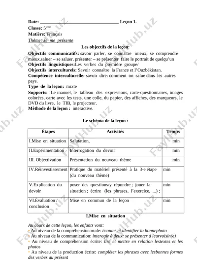 5-sinf fransuz tili — DOCX