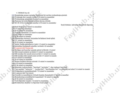 1-sinf matematika ish reja 4-chorak m.usmonova — XLSX
