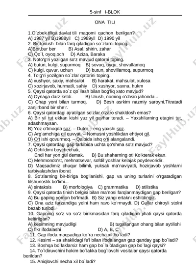 5-sinf 1-blok — DOCX