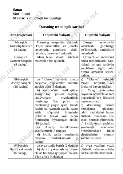 5-sinf yerning qobiqli tuzilganligi — DOC