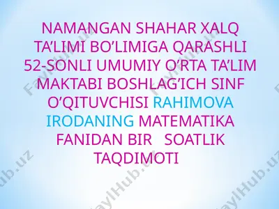 1-sinf raqamlarni o'rganamiz — PPT