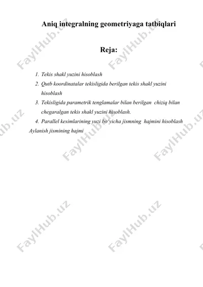 aniq integralning geometriyaga tatbiqlari — DOC
