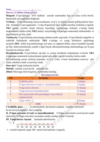 1-sinf matematika iii-chorak — DOCX