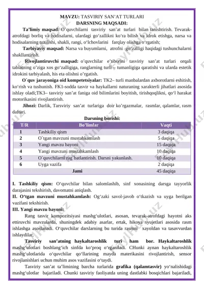 1-sinf tasviriy san'at — DOCX