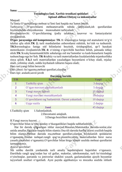 tenologiya_1_sinf_konspekt_2020_2021_o`quv_yili_uchun_yangi_to`liq — DOCX