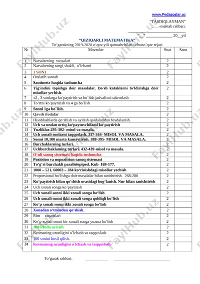 1-4-sinf matematika — DOCX