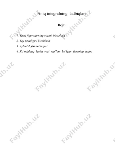 aniq integralning tadbiqlari — DOC
