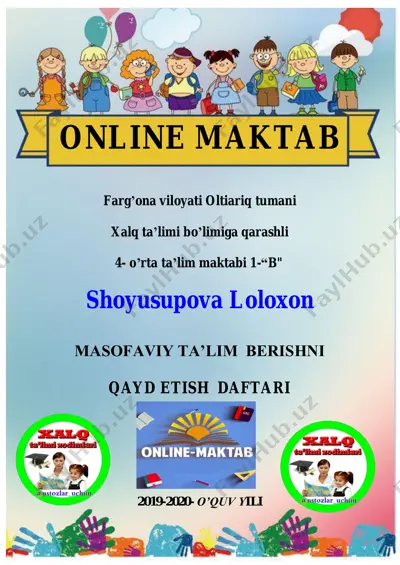onlayn dars mavzulari 1-sinf — PDF