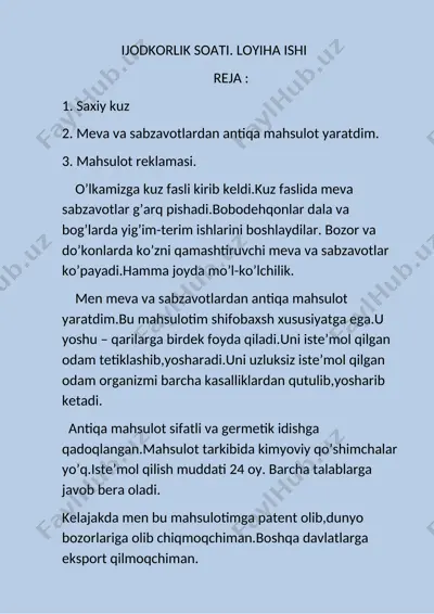 ijodkorlik soati — DOCX