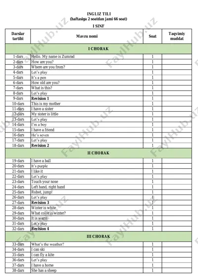1-sinf ingliz tili — PDF