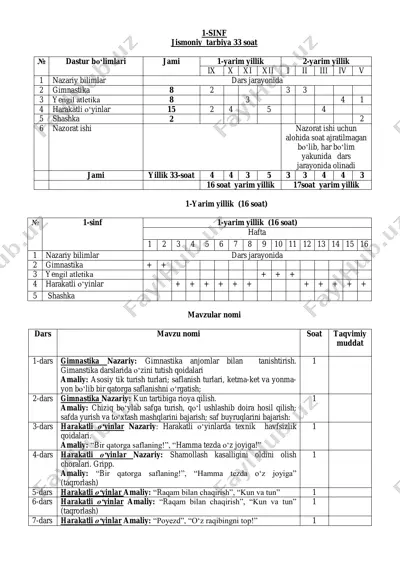1-sinf jismoniy tarbiya — PDF